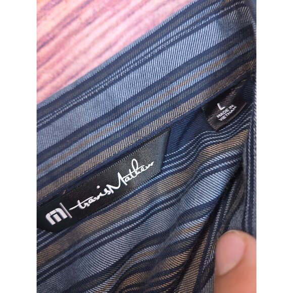 Travis Mathew Cloud Mens Striped Long Sleeve Shirt Large - Picture 5 of 7